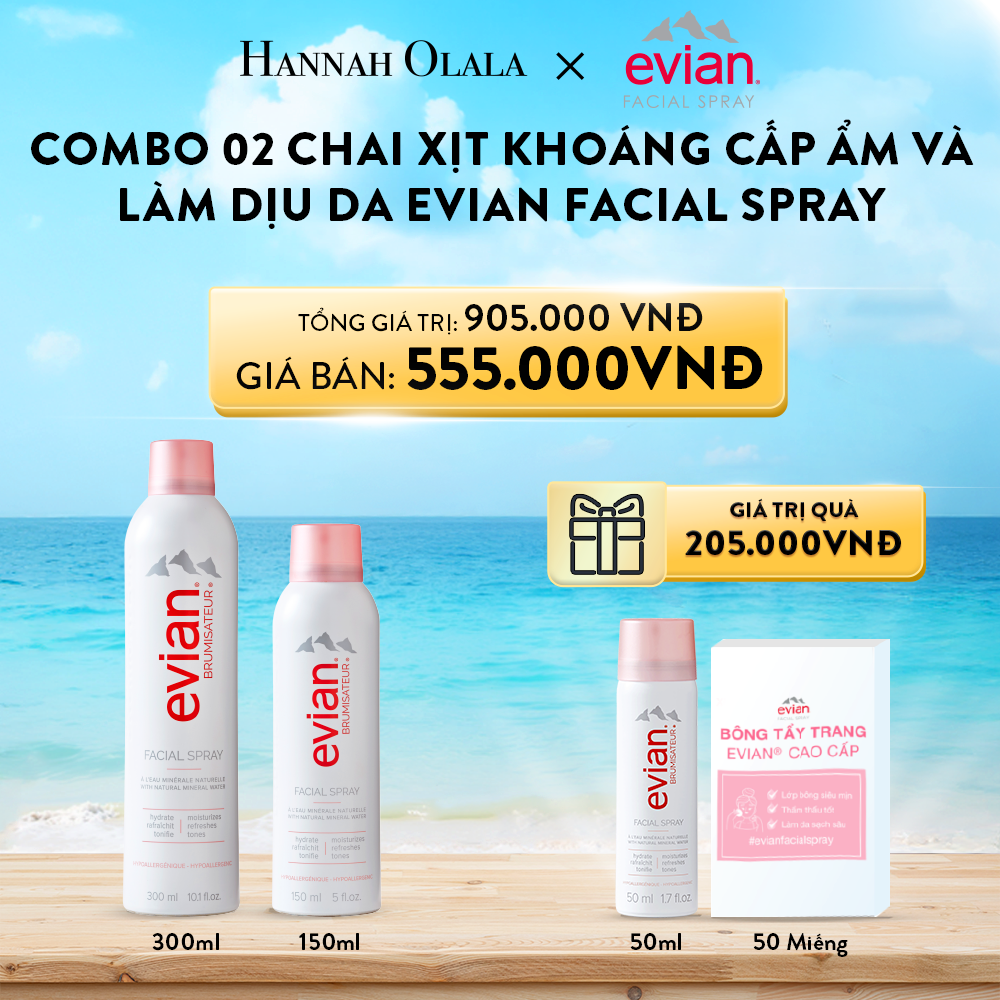 A157_Deal 4: COMBO 2 CHAI XỊT KHOÁNG CẤP ẨM, LÀM DỊU DA EVIAN FACIAL SPRAY 150ML & 300ML