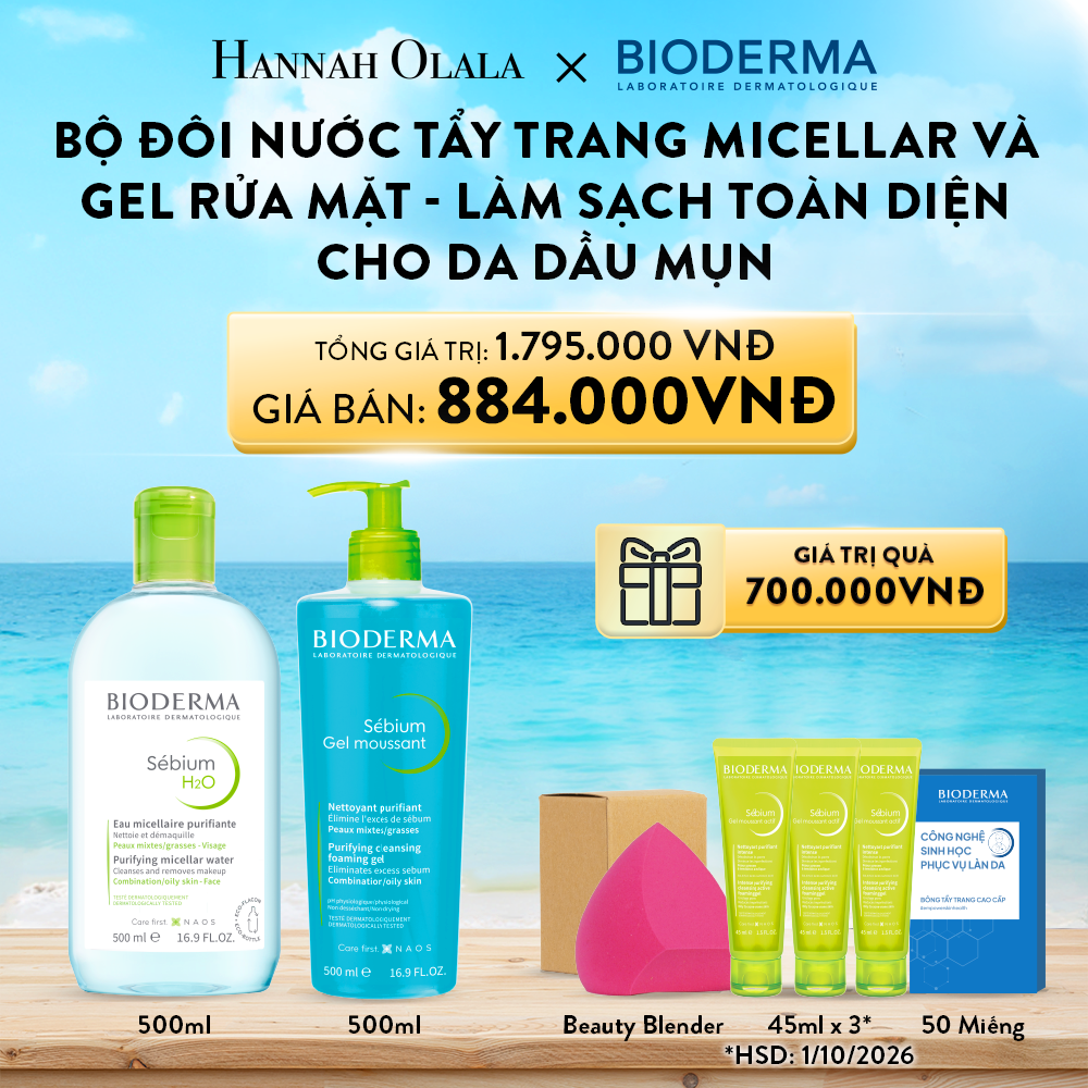 A150_DEAL 5: BỘ ĐÔI NƯỚC TẨY TRANG MICELLAR VÀ GEL RỬA MẶT LÀM SẠCH TOÀN DIỆN CHO DA DẦU,MỤN