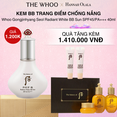  DEAL 6: KEM BB TRANG ĐIỂM CHỐNG NẮNG SEOL RADIANT WHITE BB SUN SPF45/PA+++ 40ML 