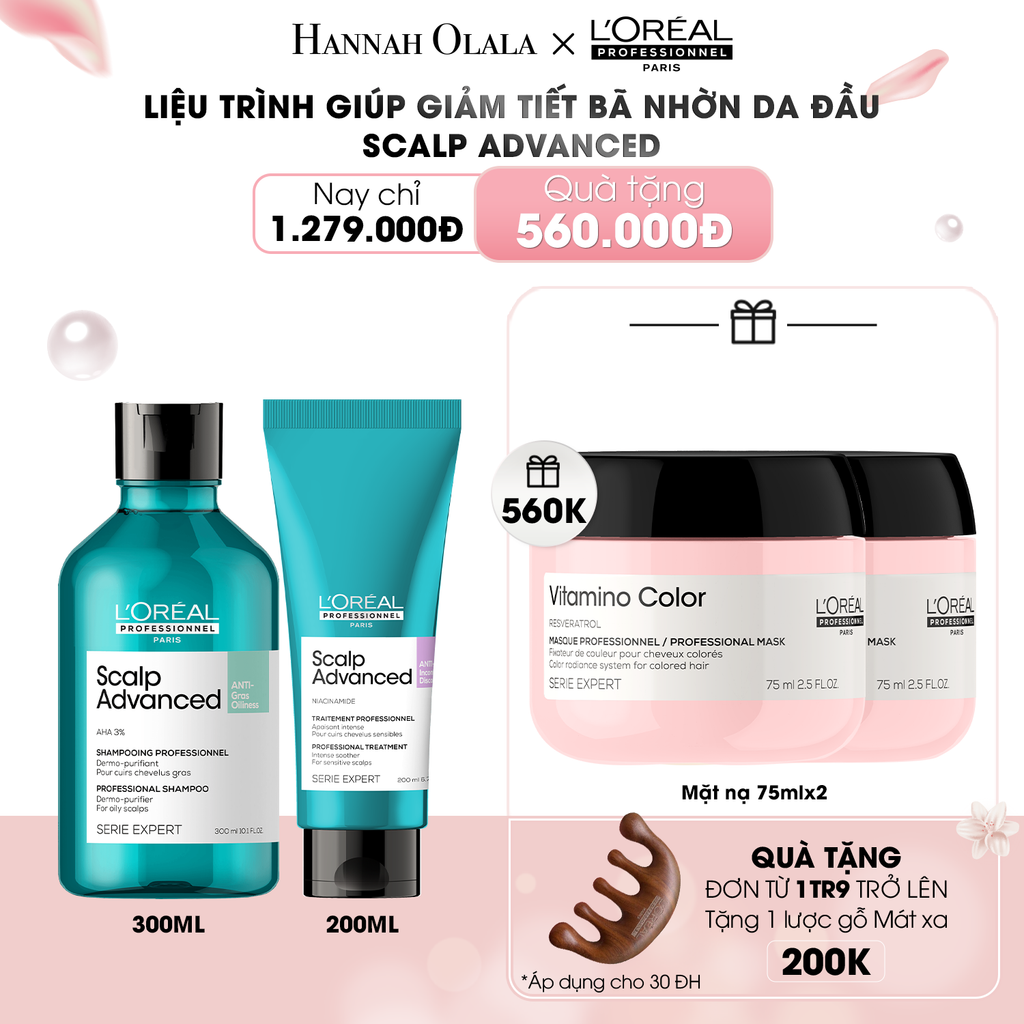  DEAL 16: COMBO DẦU GỘI GIẢM BÃ NHỜN 300ML SCALP ADVANCED 300ML VÀ DƯỠNG CHẤT CẤP ẨM VÀ LÀM DỊU DA ĐẦU NHẠY CẢM SOOTHER 200ML 