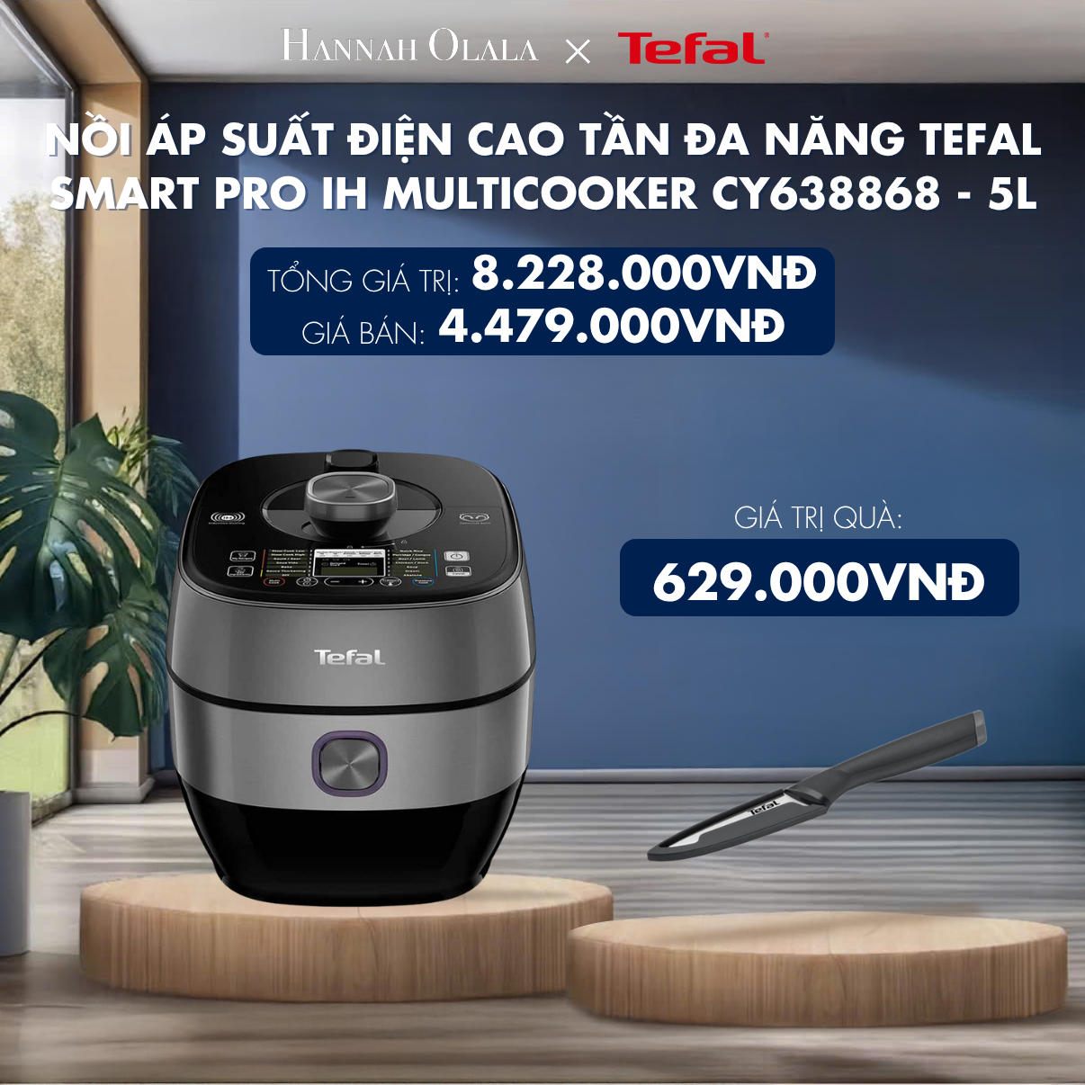 H151_DEAL 7: NỒI ÁP SUẤT ĐIỆN CAO TẦN ĐA NĂNG TEFAL SMART PRO IH MULTICOOKER CY638868 - 5L