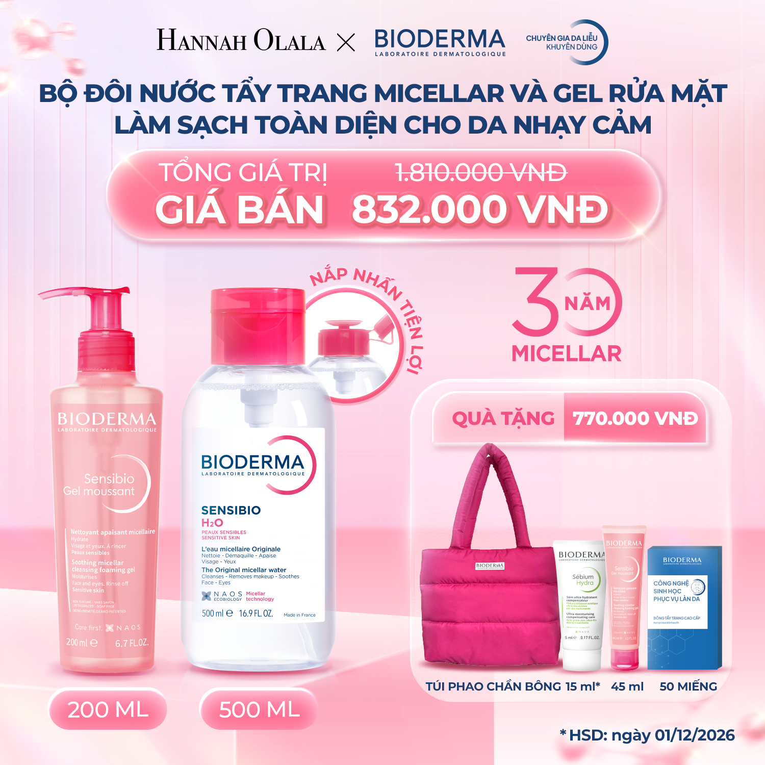 K7_DEAL 7: BỘ ĐÔI NƯỚC TẨY TRANG MICELLAR (PHIÊN BẢN NẮP NHẤN) VÀ GEL RỬA MẶT LÀM SẠCH TOÀN DIỆN CHO DA NHẠY CẢM
