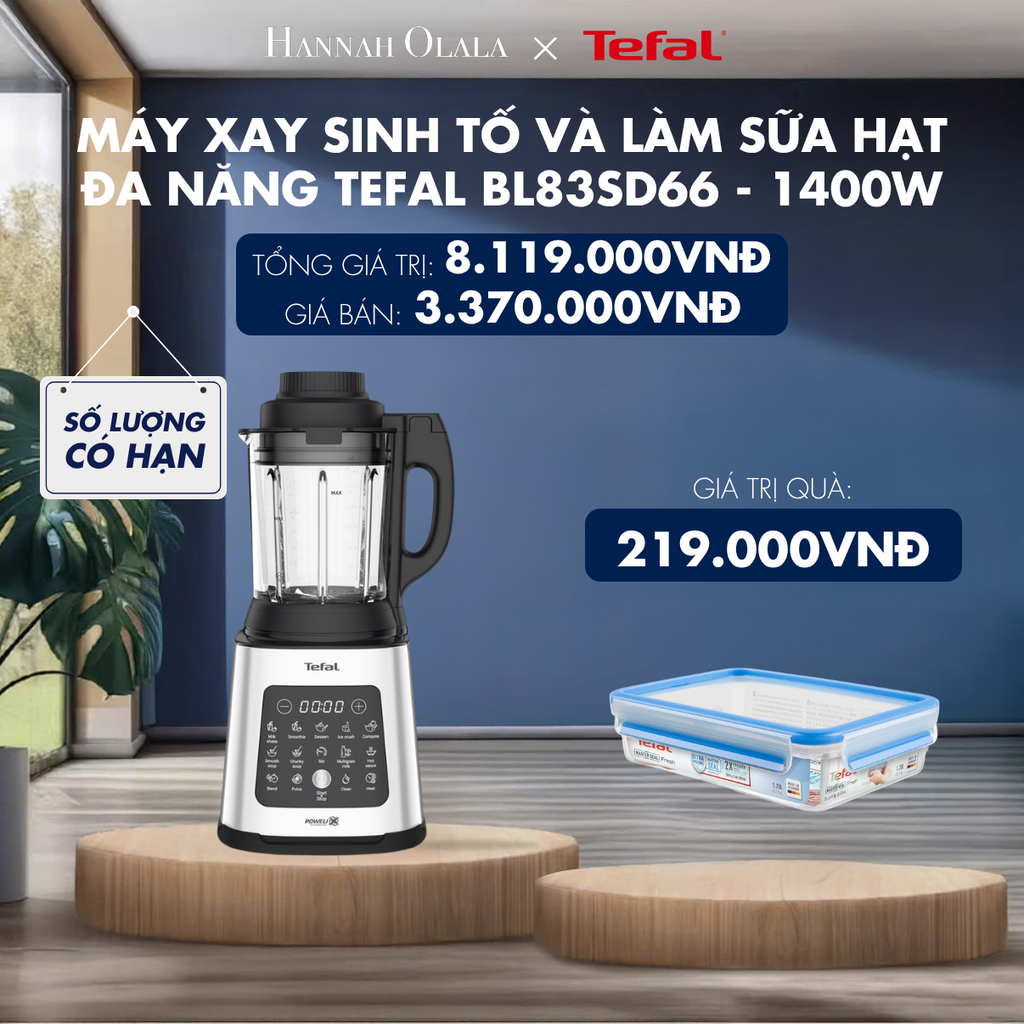 H152_DEAL 8: MÁY XAY SINH TỐ VÀ LÀM SỮA HẠT ĐA NĂNG TEFAL BL83SD66 - 1400W