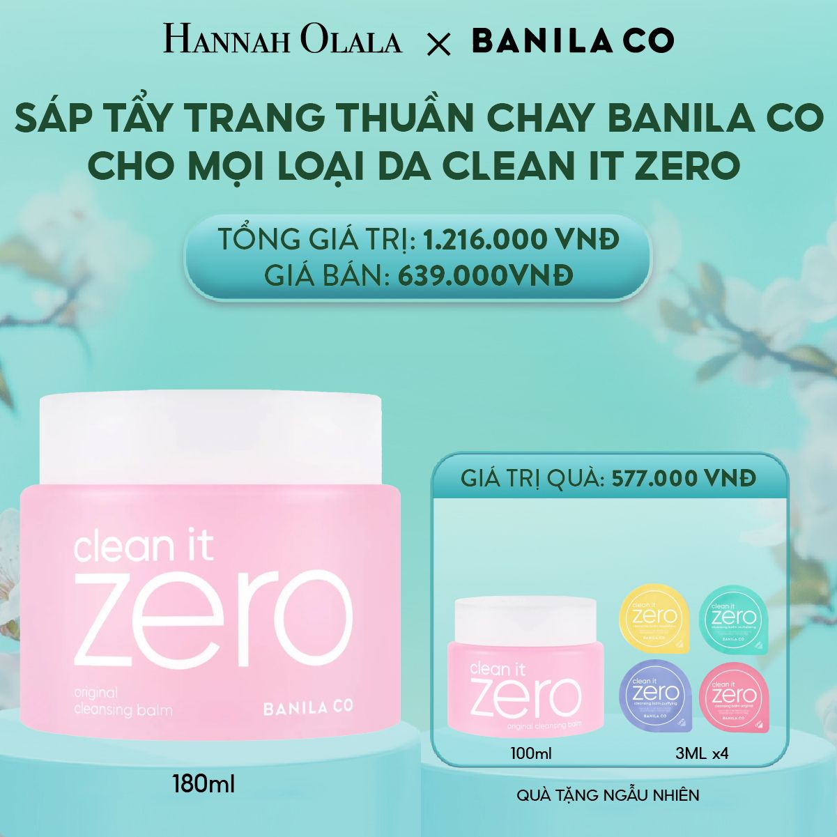 E709: DEAL 1: SÁP TẨY TRANG THUẦN CHAY BANILA CO CHO MỌI LOẠI DA CLEAN IT ZERO