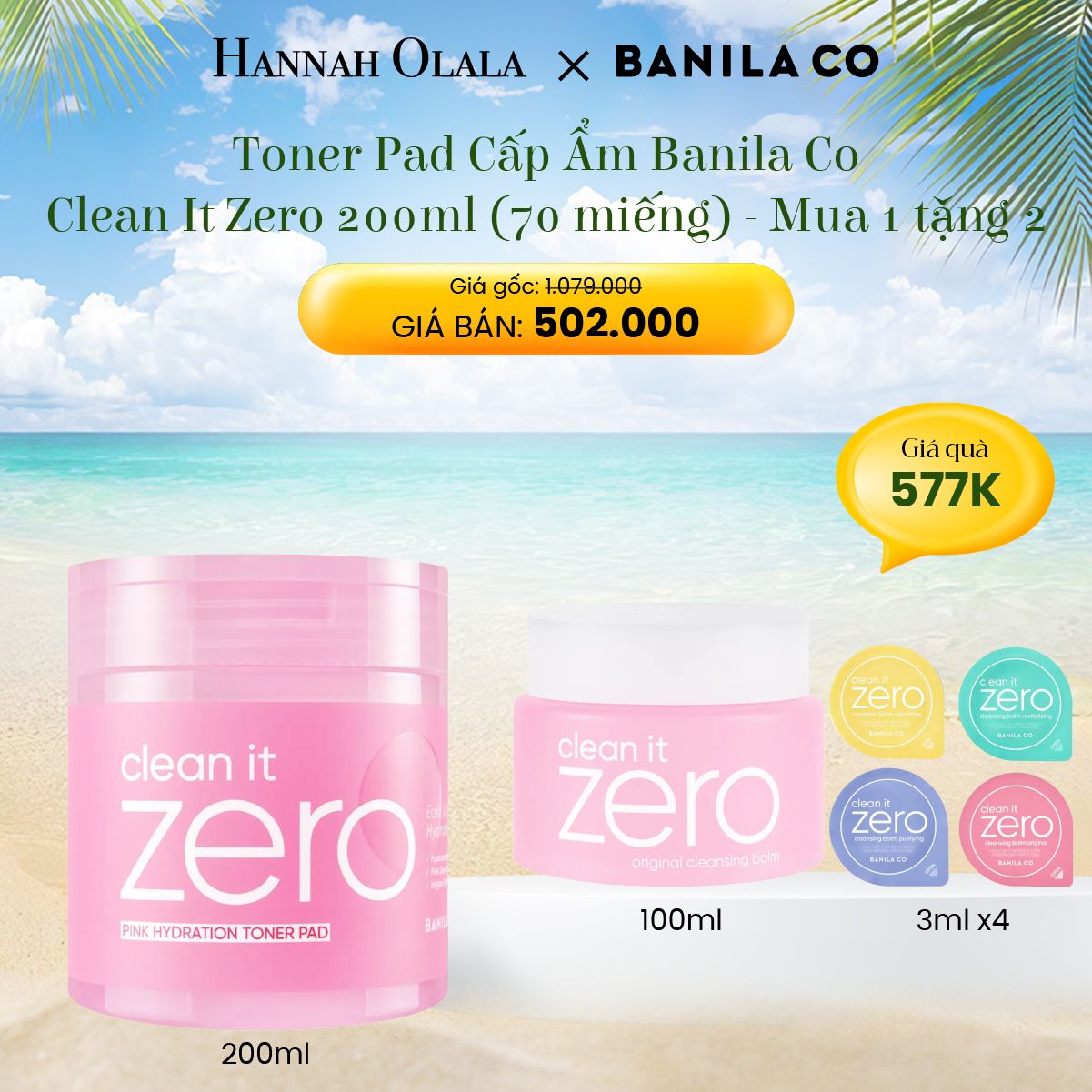 E120_DEAL 2: TONER PAD CẤP ẨM BANILA CO CLEAN IT ZERO 200ML (70 MIẾNG)
MUA 1 TẶNG 2