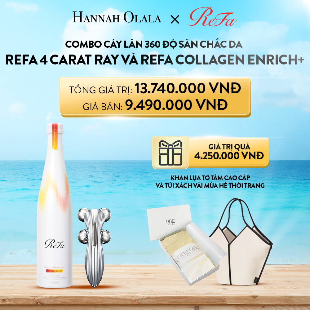 A203_DEAL 5: CÂY LĂN 360 ĐỘ SĂN CHẮC DA REFA 4 CARAT RAY & THỰC PHẨM BẢO VỆ SỨC KHỎE REFA COLLAGEN ENRICH+