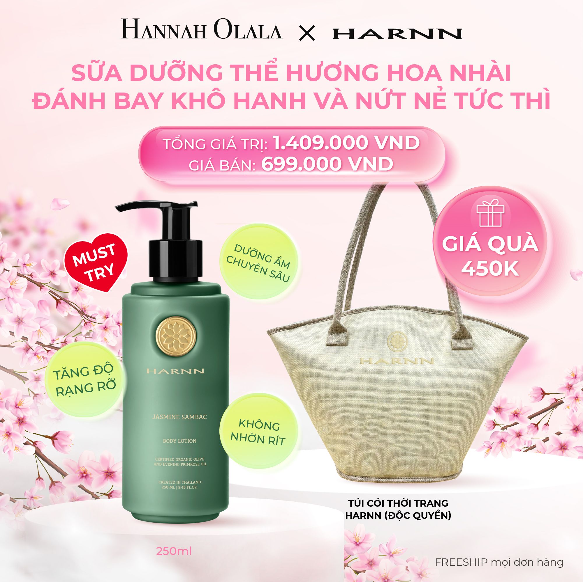 M463_DEAL 2: SỮA DƯỠNG THỂ HARNN GIÚP ĐÁNH BAY LÀN DA NỨT NẺ MỘT CÁCH TỨC THÌ 250ML