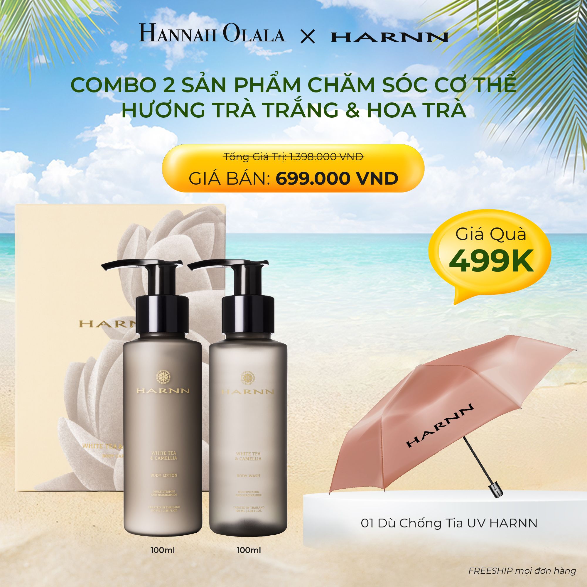 E432_DEAL 1: COMBO 2 SẢN PHẨM CHĂM SÓC CƠ THỂ - TRAVEL SIZE 100ML (BAO GỒM 1 GEL / SỮA TẮM + 1 SỮA DƯỠNG THỂ HARNN)