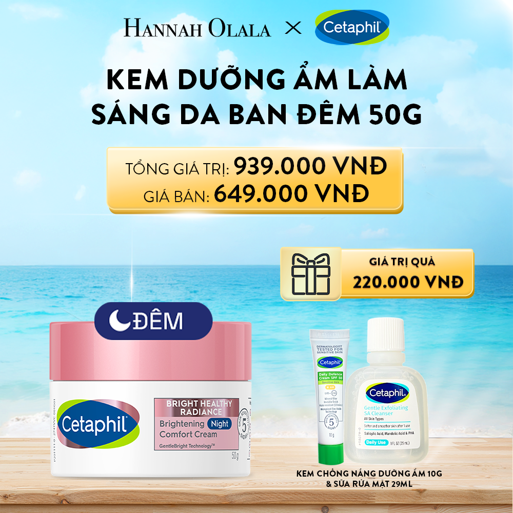 DEAL 10: KEM DƯỠNG ẨM SÁNG DA BAN ĐÊM DỊU LÀNH CHO DA NHẠY CẢM CETAPHIL BRIGHT HEALTHY RADIANCE NIGHT CREAM 50G