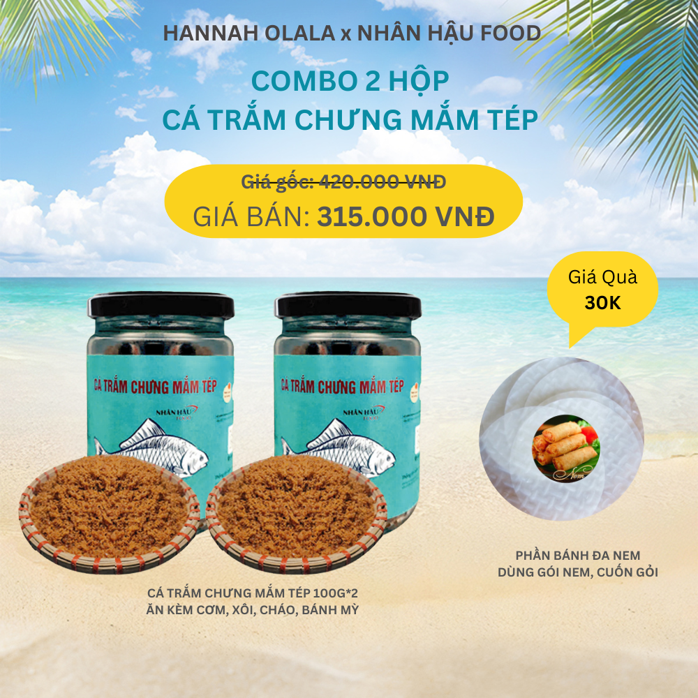 E262_COMBO 2 HỘP CÁ TRẮM CHƯNG MẮM TÉP (100G*2)
