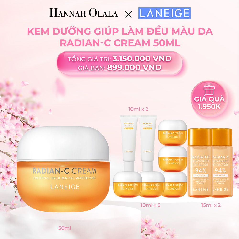 M586_DEAL 2: KEM DƯỠNG GIÚP HỖ TRỢ LÀM ĐỀU MÀU DA MỜ THÂM SẠM LANEIGE RADIAN-C CREAM 50ML