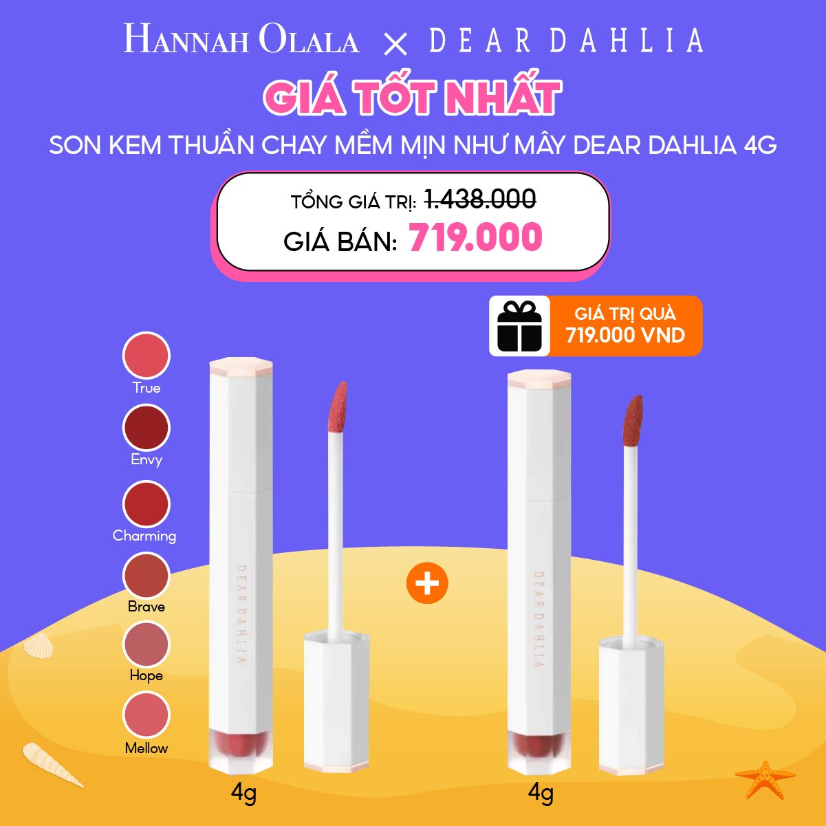 C46_DEAL 2: SON KEM THUẦN CHAY DEAR DAHLIA MUA 1 TẶNG 1