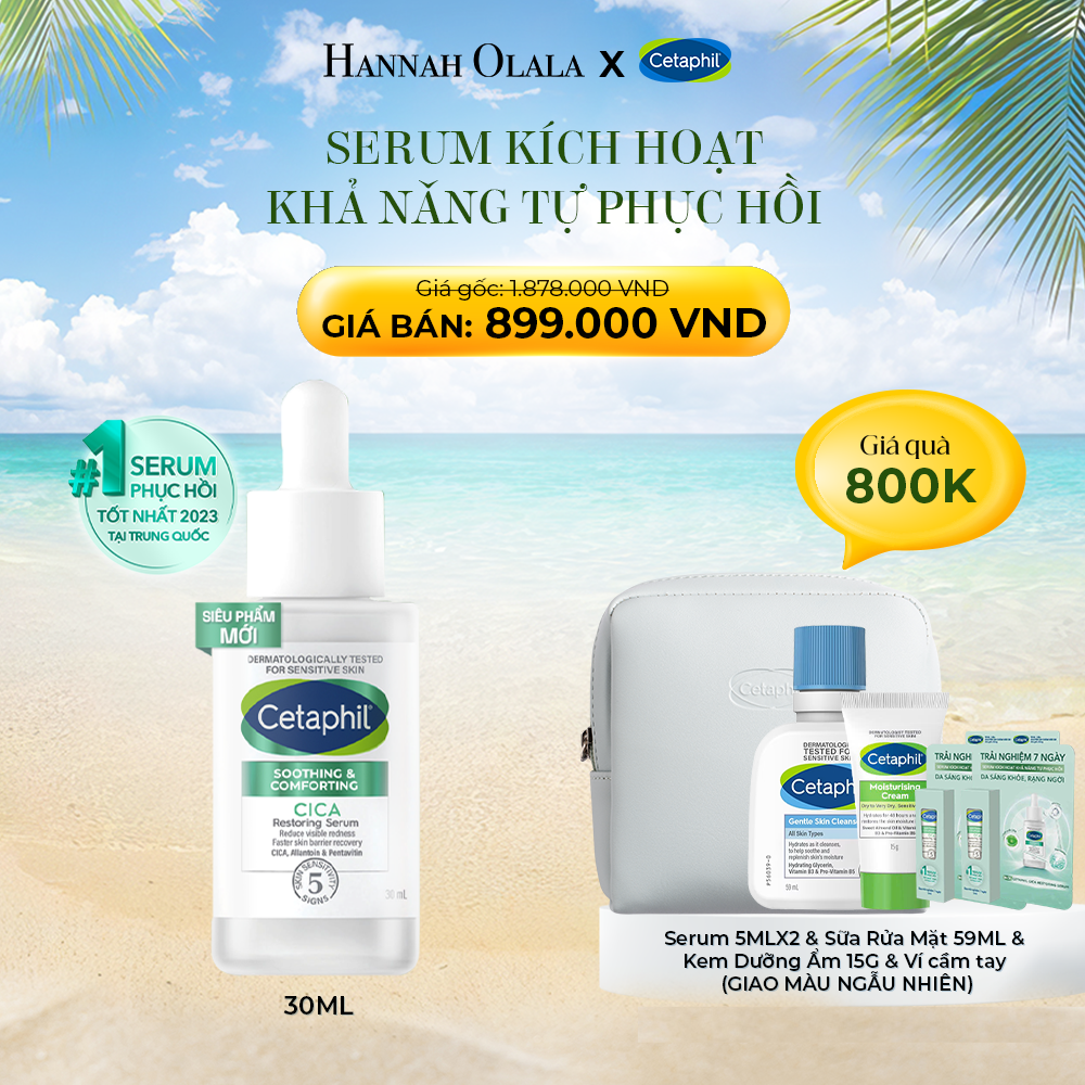 E586_DEAL 4: TINH CHẤT LÀM DỊU VÀ PHỤC HỒI CHUYÊN SÂU CETAPHIL SOOTHING AND COMFORTING CICA RESTORING SERUM 30ML