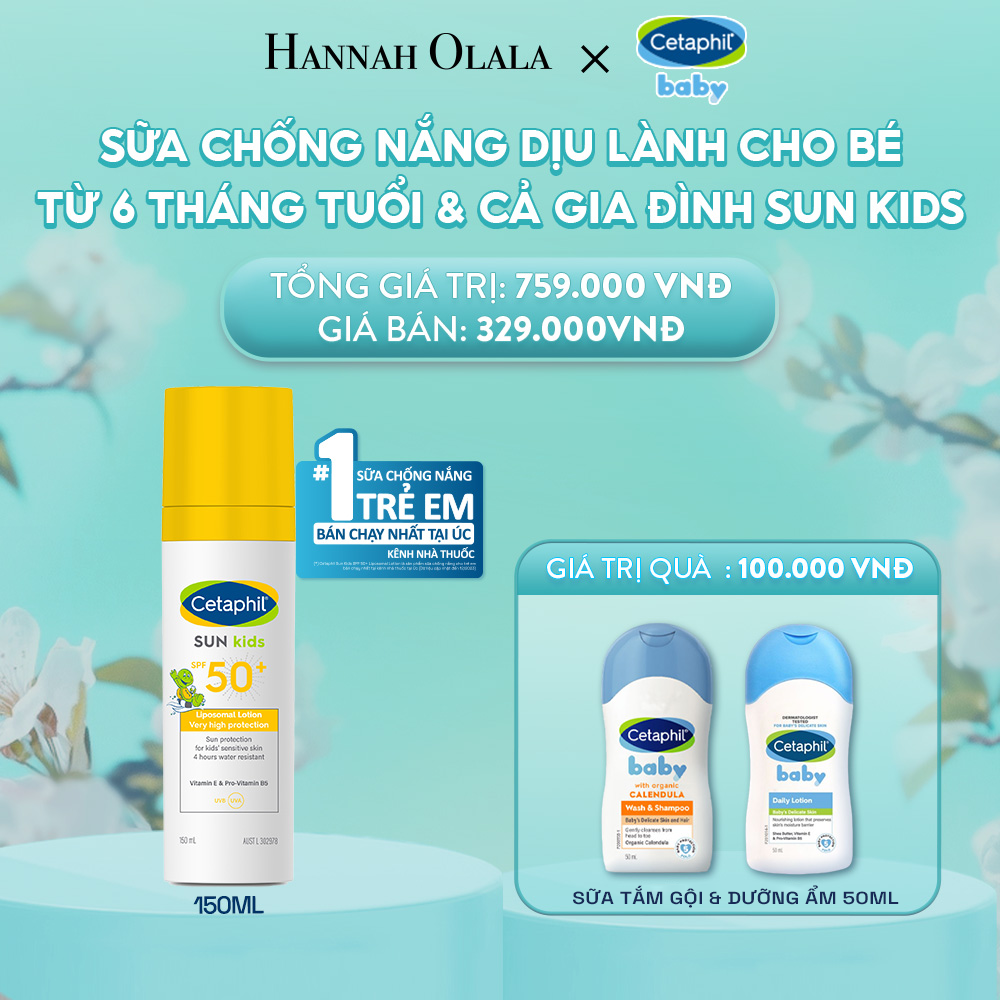 E1293: DEAL 9: SỮA CHỐNG NẮNG DỊU LÀNH CHO LÀN DA NHẠY CẢM CỦA BÉ CETAPHIL BABY SUN KIDS 150ML