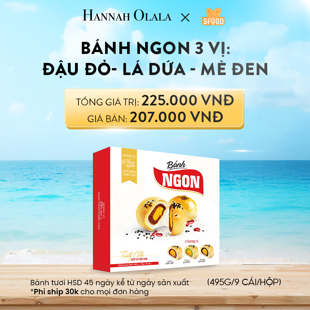 A822_DEAL 1: BÁNH NGON 3 VỊ (ÍT ĐƯỜNG ÍT NGỌT): ĐẬU ĐỎ- LÁ DỨA - MÈ ĐEN