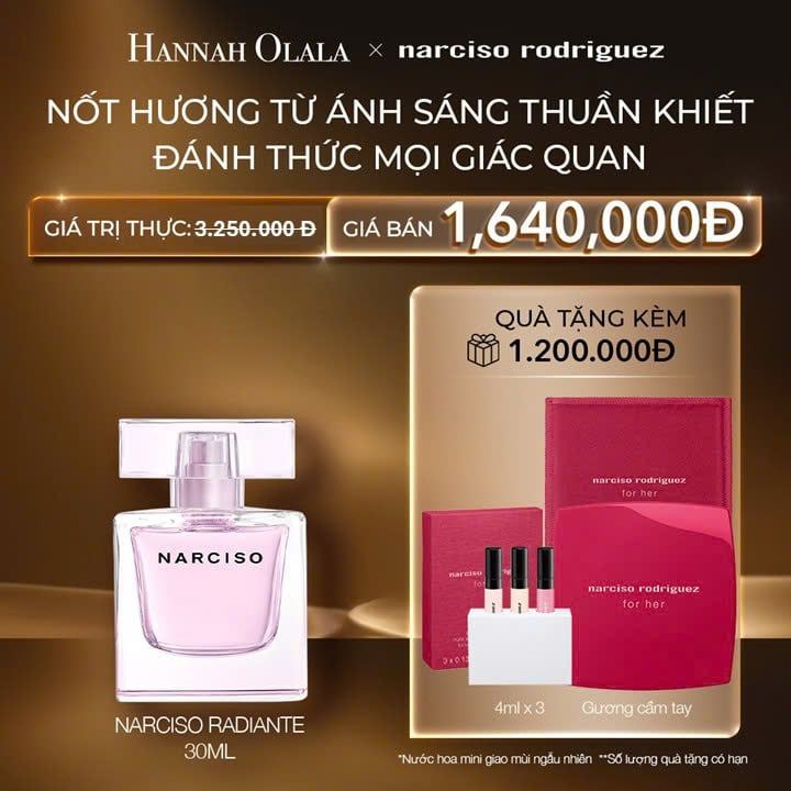 C77: DEAL 16: NƯỚC HOA NỮ NARCISO RODRIGUEZ NARCISO EAU DE PARFUM RADIANTE 30ML