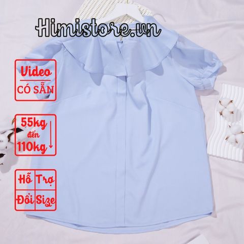 HM526 [Áo Bigsize Nữ] Áo Kiểu Công Sở Cổ Tròn Viền Bèo Phối Tay Phồng Thương Hiệu Himistore