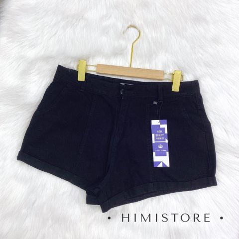 HM156 [Quần Short Nữ Big Size] Quần short trơn có túi lớn dạo phố màu đen