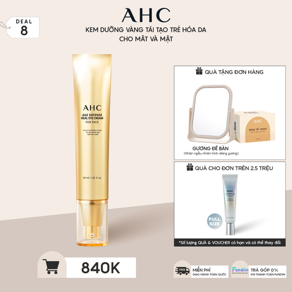 [PRE-ORDER] AGE DEFENSE REAL EYE CREAM FOR FACE  Kem Dưỡng Vàng Tái Tạo Trẻ Hóa Da Cho Mắt Và Mặt