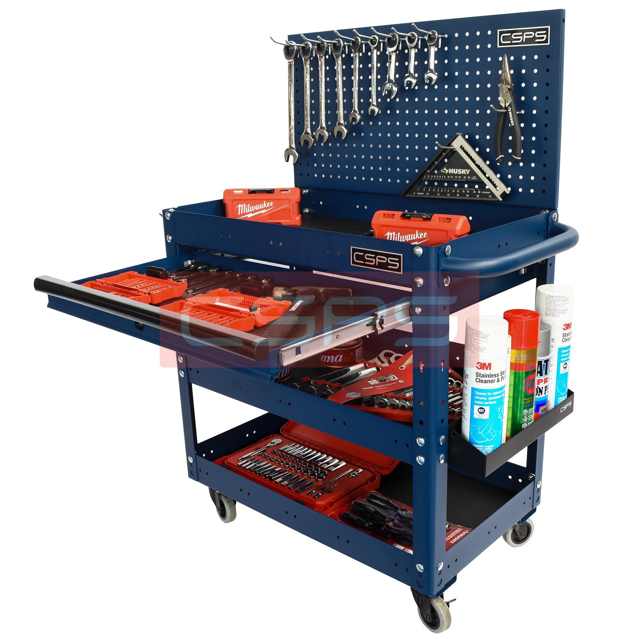 Vách lưới xe đẩy CSPS 03 ngăn - 71cm màu đen/ đỏ