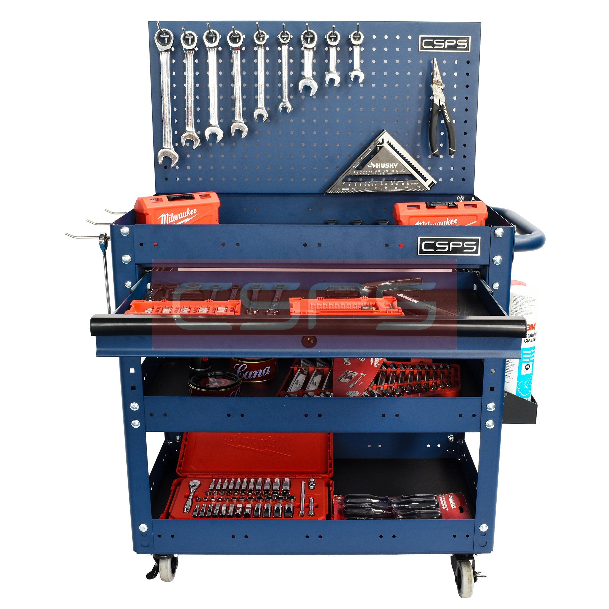 Vách lưới xe đẩy CSPS 03 ngăn - 71cm màu đen/ đỏ