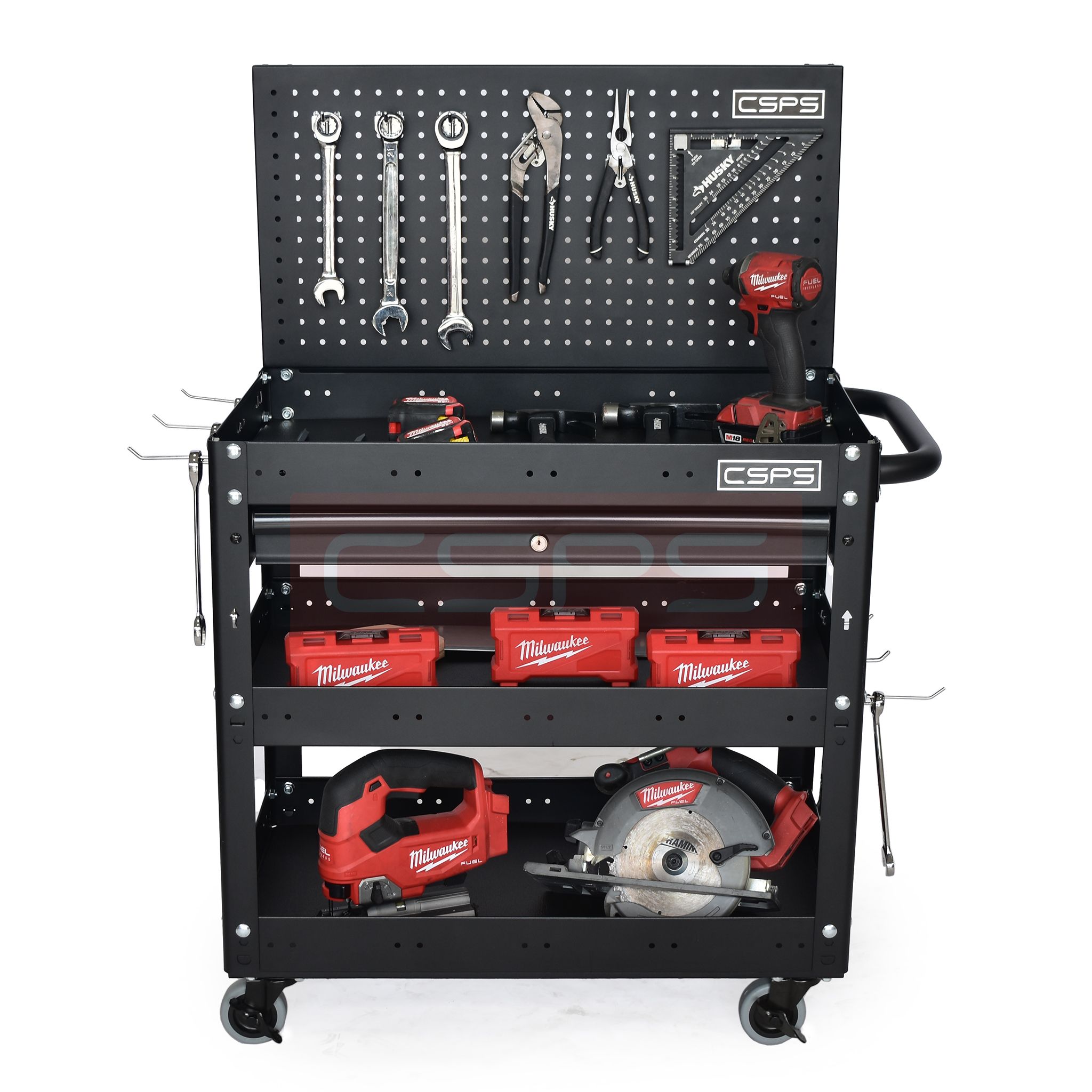 Vách lưới xe đẩy CSPS 03 ngăn - 71cm màu đen/ đỏ