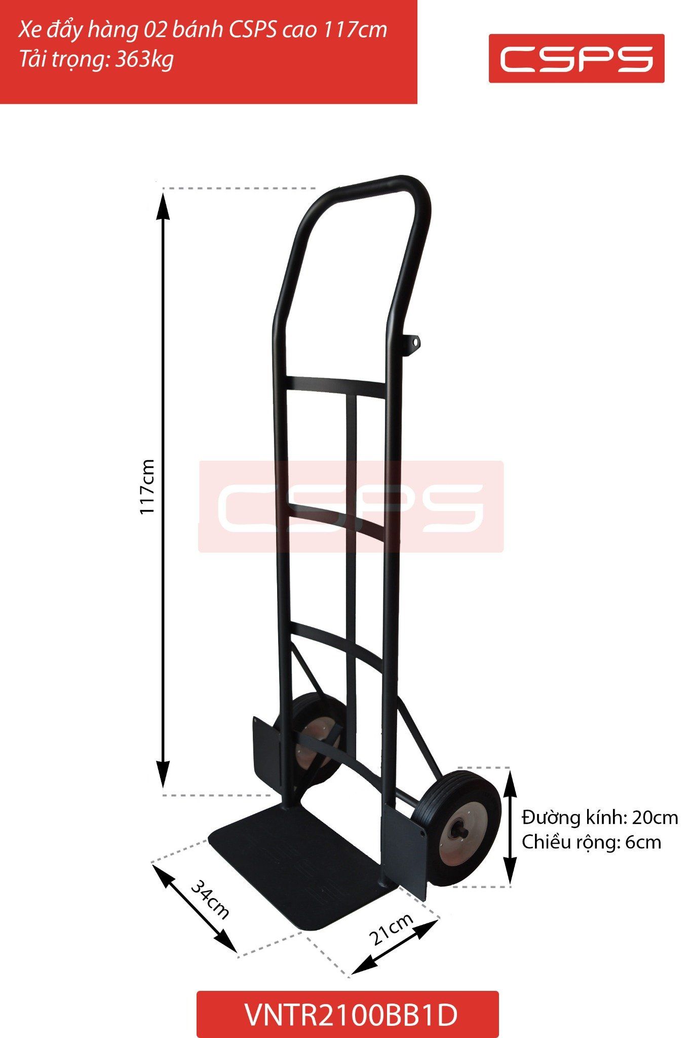 Xe đẩy hàng 02 bánh CSPS cao 117cm