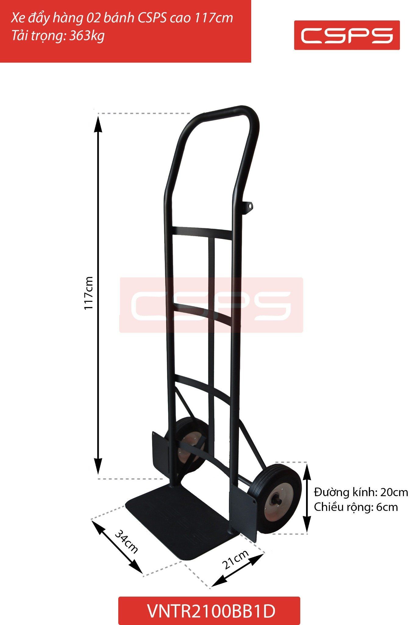  Xe đẩy hàng 02 bánh CSPS cao 117cm 