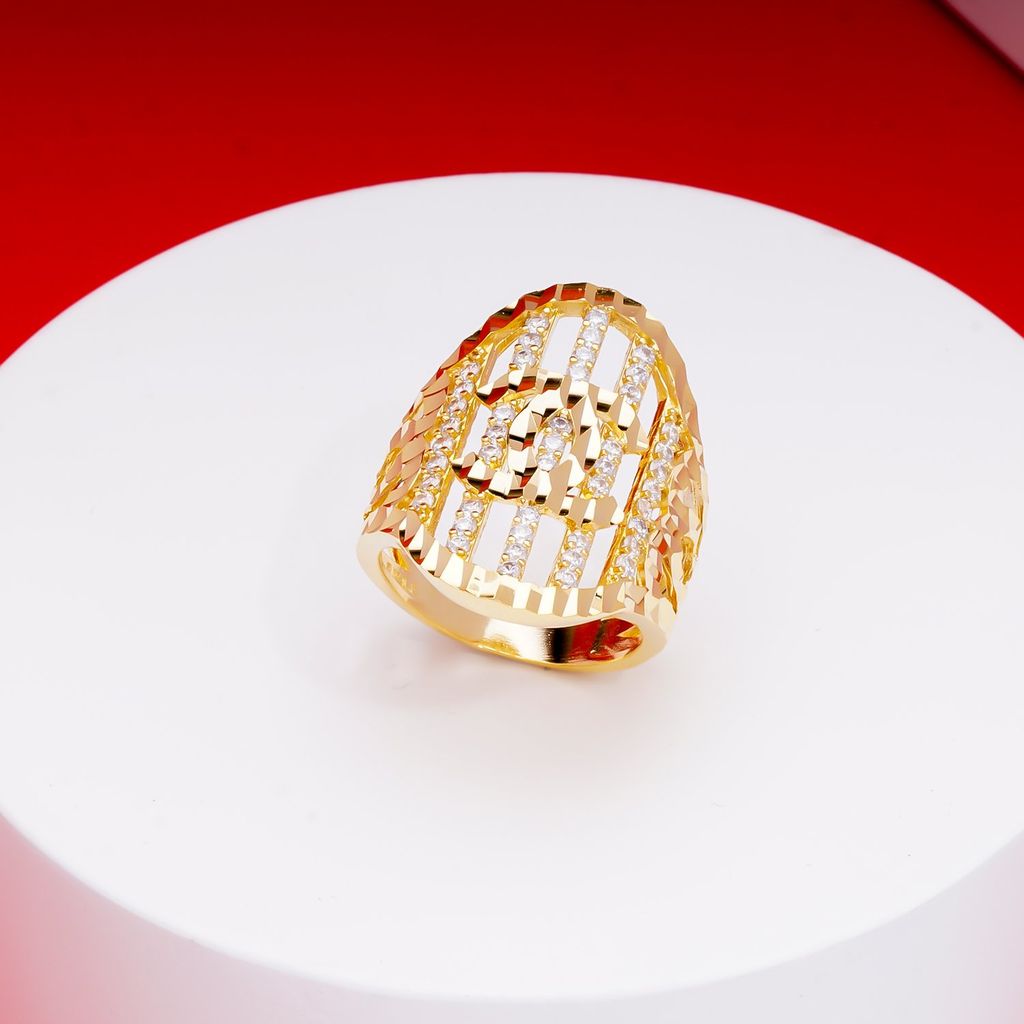 Nhẫn nữ UHA mạ vàng 18K đính đá CZ N612148-125
