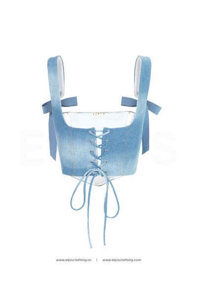 Xanh nhạt ELPIS - Áo corset jeans SS23T90