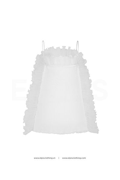 Trắng ELPIS - Đầm suông hai dây phối organza EL23D99