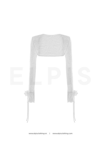 Trắng ELPIS - Áo crop khoác tay rên kết hoa thủ công FW23T75