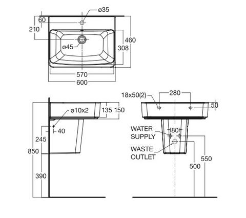 Chậu Lavabo Treo Tường American Standard  0507W-WT