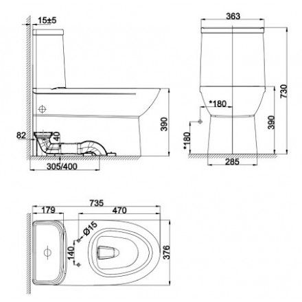 Bàn cầu một khối American Standard WP-2073