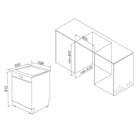 Máy Rửa Chén Malloca WQP12-J7713FB Âm Tủ Hoàn Toàn