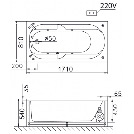 Bồn Tắm 1.7M Chân Yếm CAESAR AT0170L/R