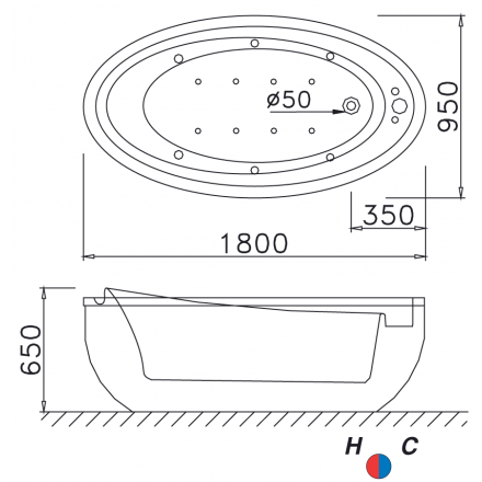 Bồn Tắm Lập Thể Chân Yếm CAESAR AT6480