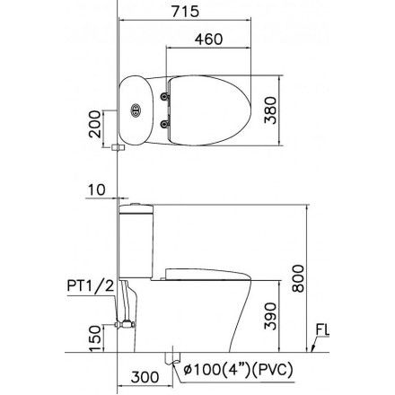 Bàn Cầu Nắp Điện Tử Caesar CD1348/TAF200H Hai Khối – Vi Li - Gạch ốp lát,  Thiết bị vệ sinh cao cấp