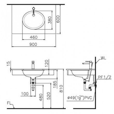 Chậu Rửa Lavabo CAESAR L5115 Âm Bàn