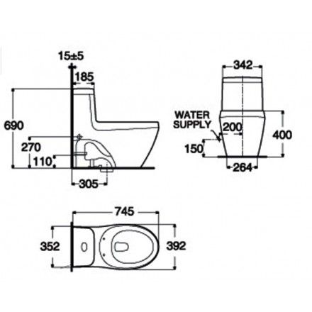 Bàn Cầu American Standard WP-2035 Một Khối Dòng La Vita