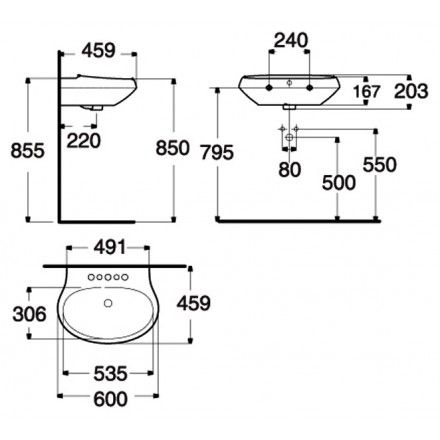 Chậu Lavabo Chân Dài Treo Tường American Standard La Vita WP-F511/F711