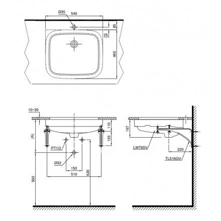 Chậu Lavabo TOTO LT765 Âm Bàn