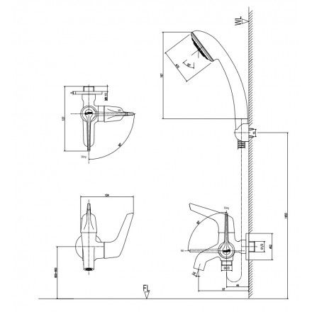 Vòi Sen Lạnh Inax BFV-17-4C Tay Sen Mạ