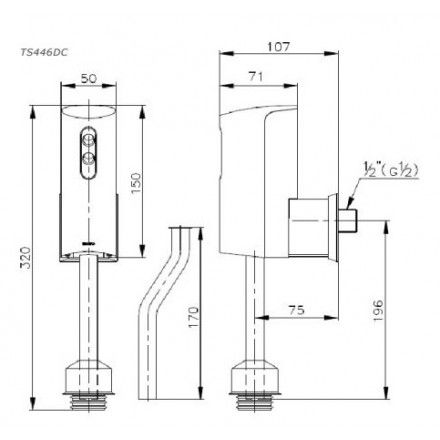 Van Xả Cảm Ứng TOTO DUE137PBK Dùng Pin