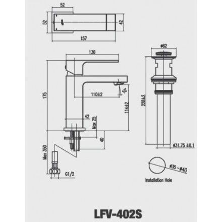 Vòi Chậu Lavabo Inax LFV-402S Nóng Lạnh