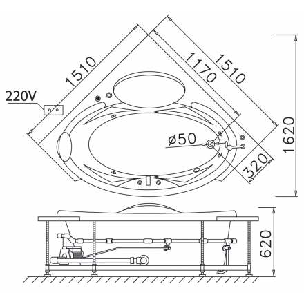 Bồn Tắm Góc Xây CAESAR AT5150A