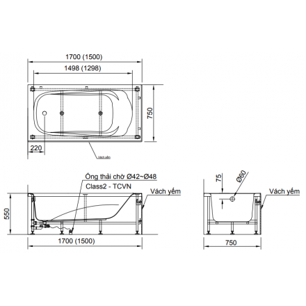 Bồn Tắm Chân Yếm Inax FBV-1502S