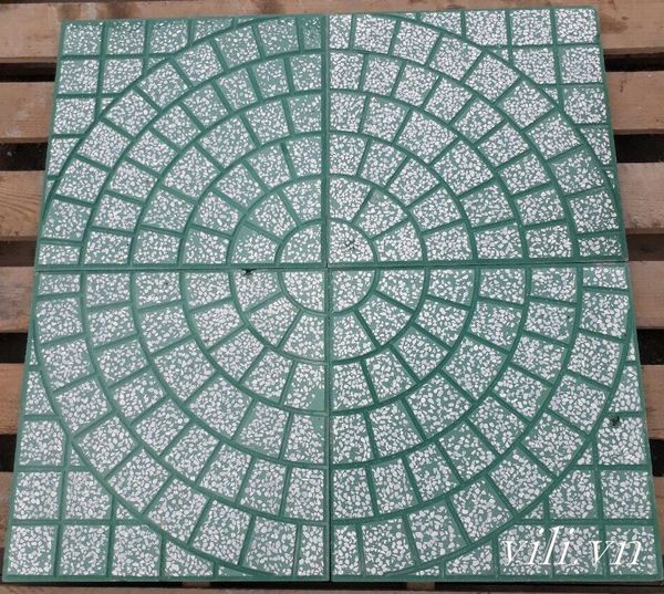 Gạch Vỉa Hè 40x40 Terrazzo Cánh Quạt Xanh