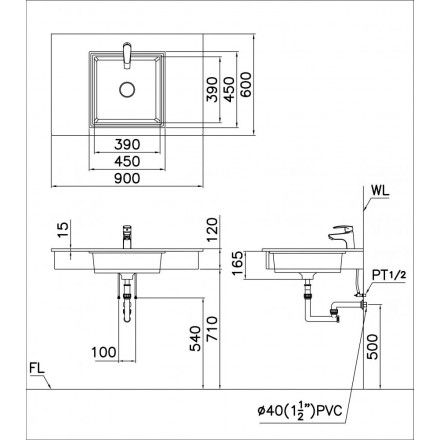 Chậu Rửa Lavabo Âm Bàn CAESAR LF5128 Vuông