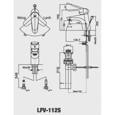 Vòi Chậu Lavabo Inax LFV-112S Nóng Lạnh